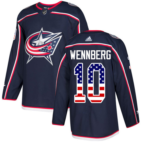 Adidas Blue Jackets #10 Alexander Wennberg Navy Blue Home Authentic USA Flag Stitched Youth NHL Jersey - Click Image to Close